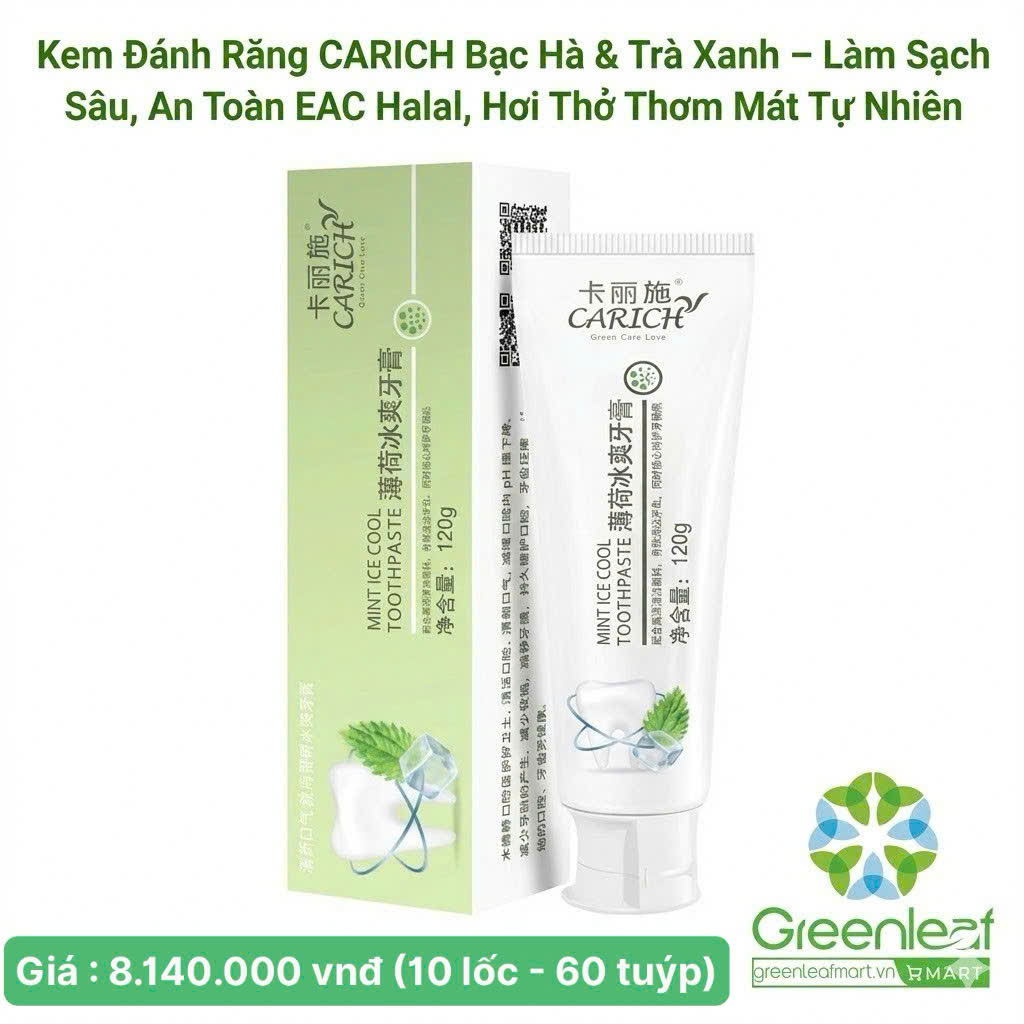 Kem Đánh Răng CARICH BẠC HÀ XANH