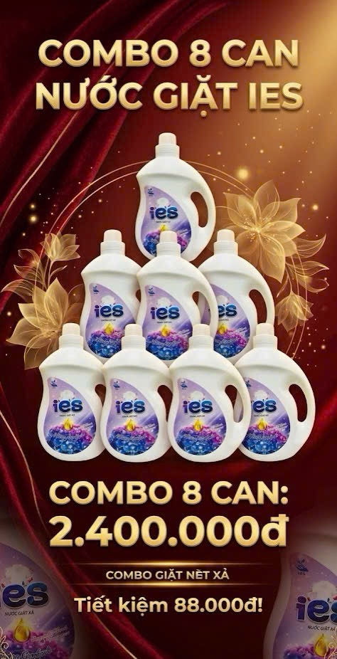 Combo Nước Giặt Xả Sinh Học IES Hương Comfort 3 Lit  - 8 Can
