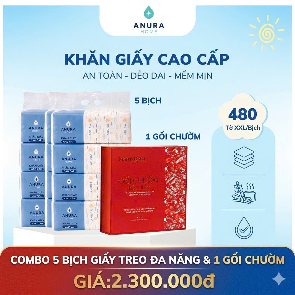 Combo Gối Chườm - Khăn Giấy Cao Cấp