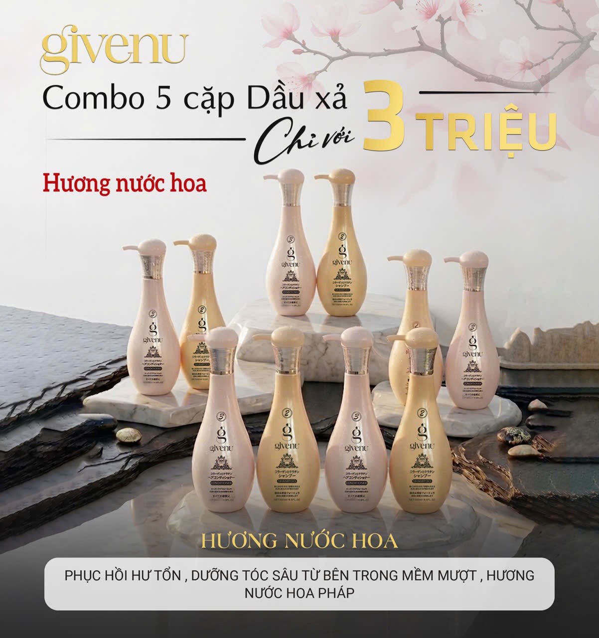 Combo Dầu Gội Xả Givenu Hương Nước Hoa - 5 cặp