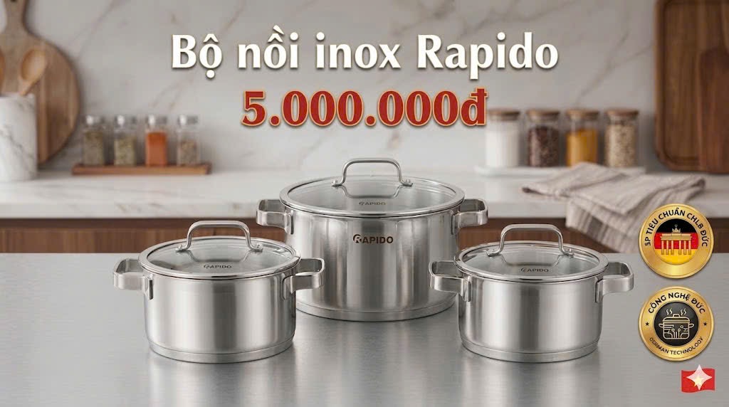 Combo Bộ Nồi Inox Cao Cấp Rapido