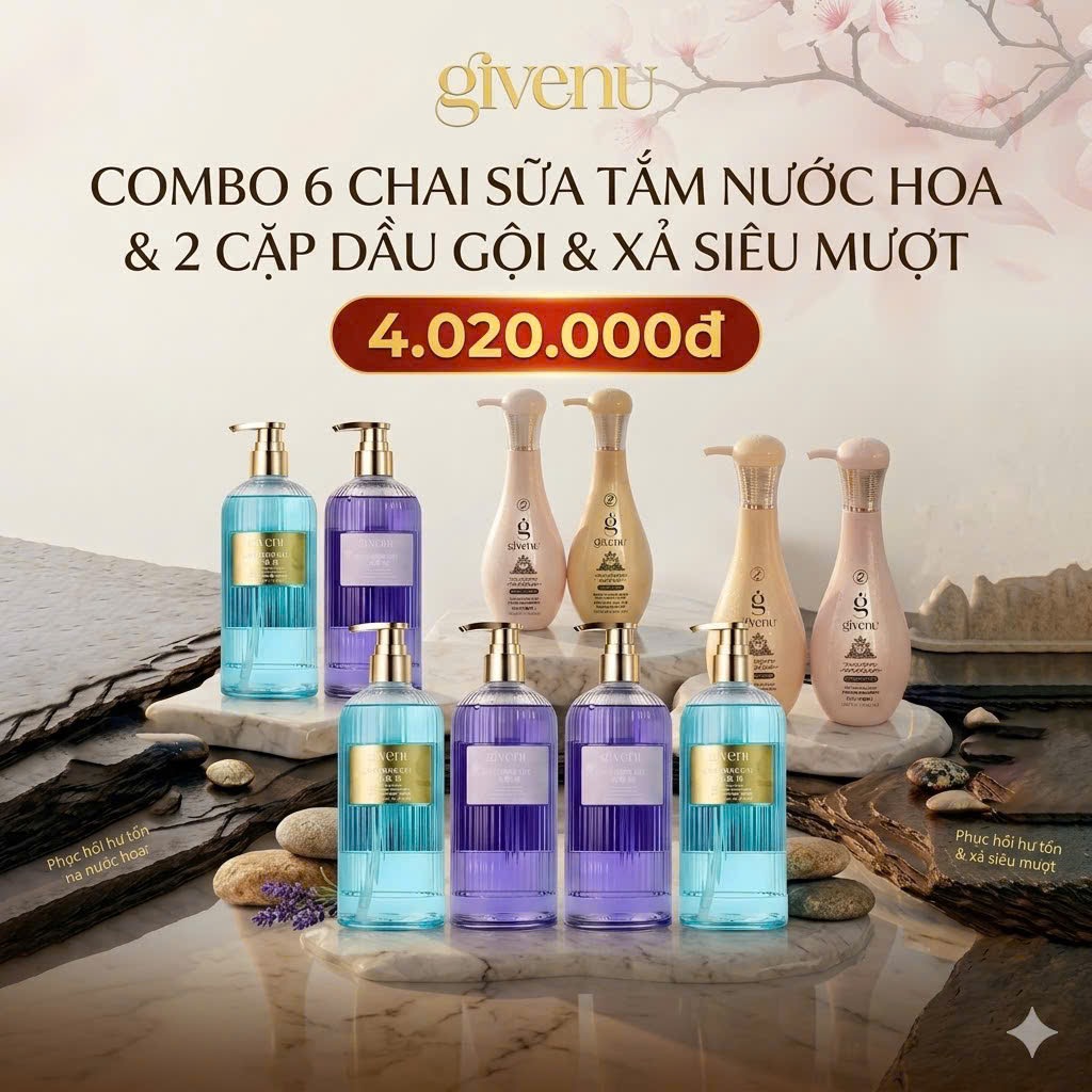 Combo Dầu Gội Xả - Sữa Tắm Givenu Hương Nước Hoa