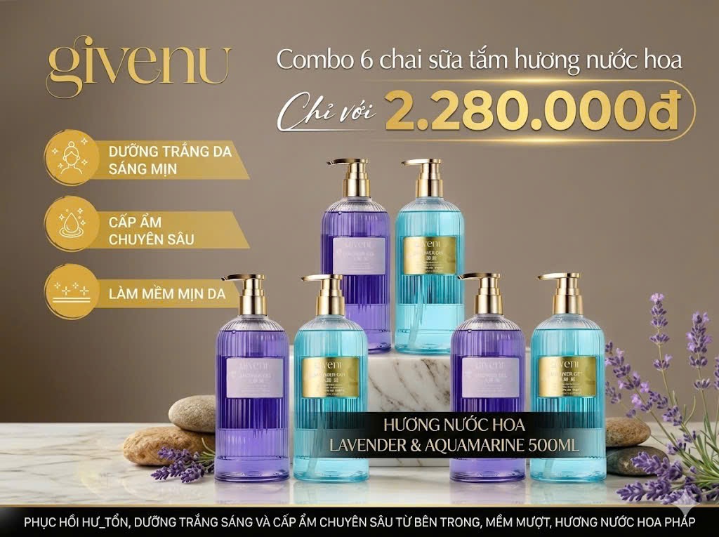 Combo Sữa Tắm Hương Nước Hoa Givenu